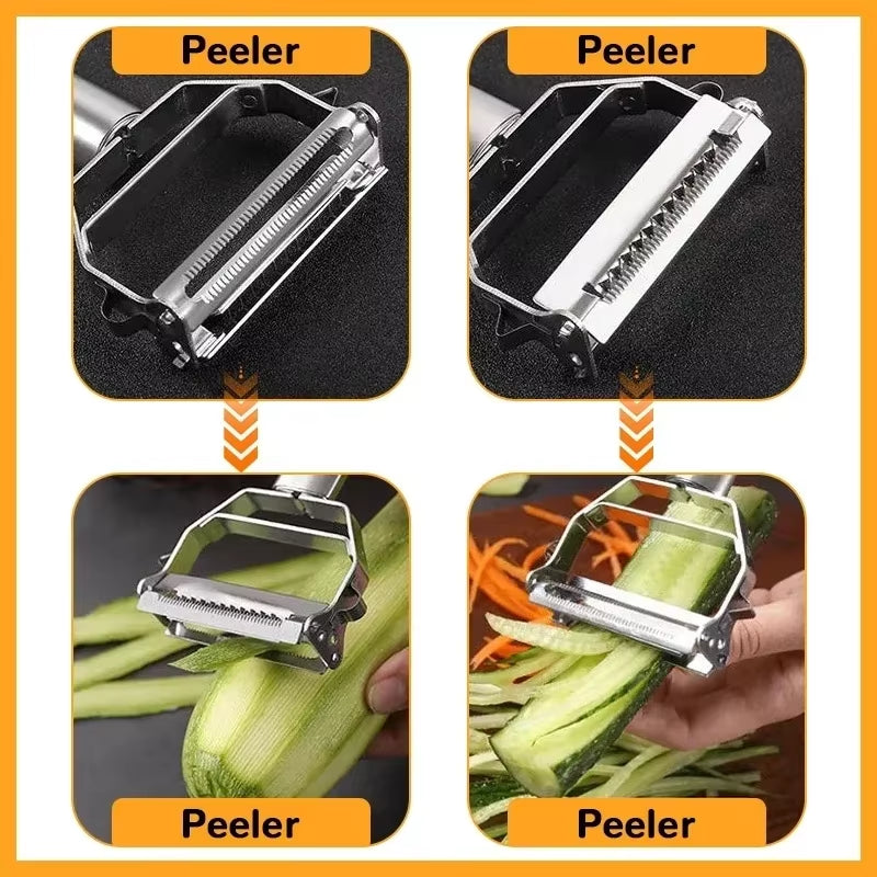 Versatile Stainless Steel Kitchen Peeler & Grater - Perfect for Fruits, Vegetables, Potatoes, and More!