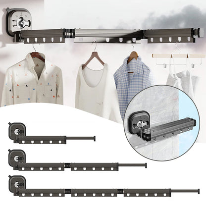Suction Cup Wall Mount Folding Clothes Drying Rack Space-Saver Mudroom Balcony Invisible Telescopic Clothes Drying Rack Hanger