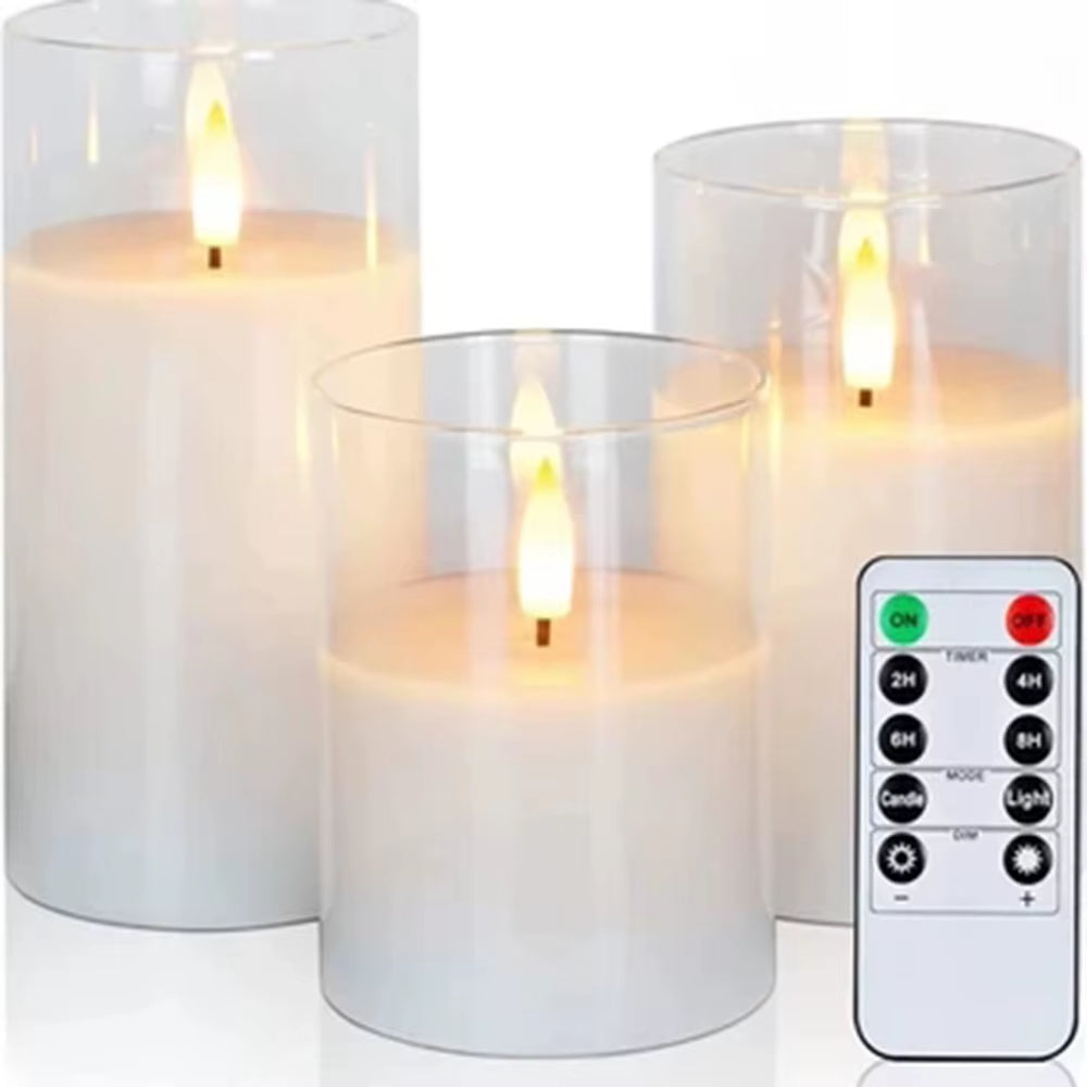 Remote Control LED Candle Set - Elegant Glass Candles with Timer for Home Decor, Christmas, and Weddings