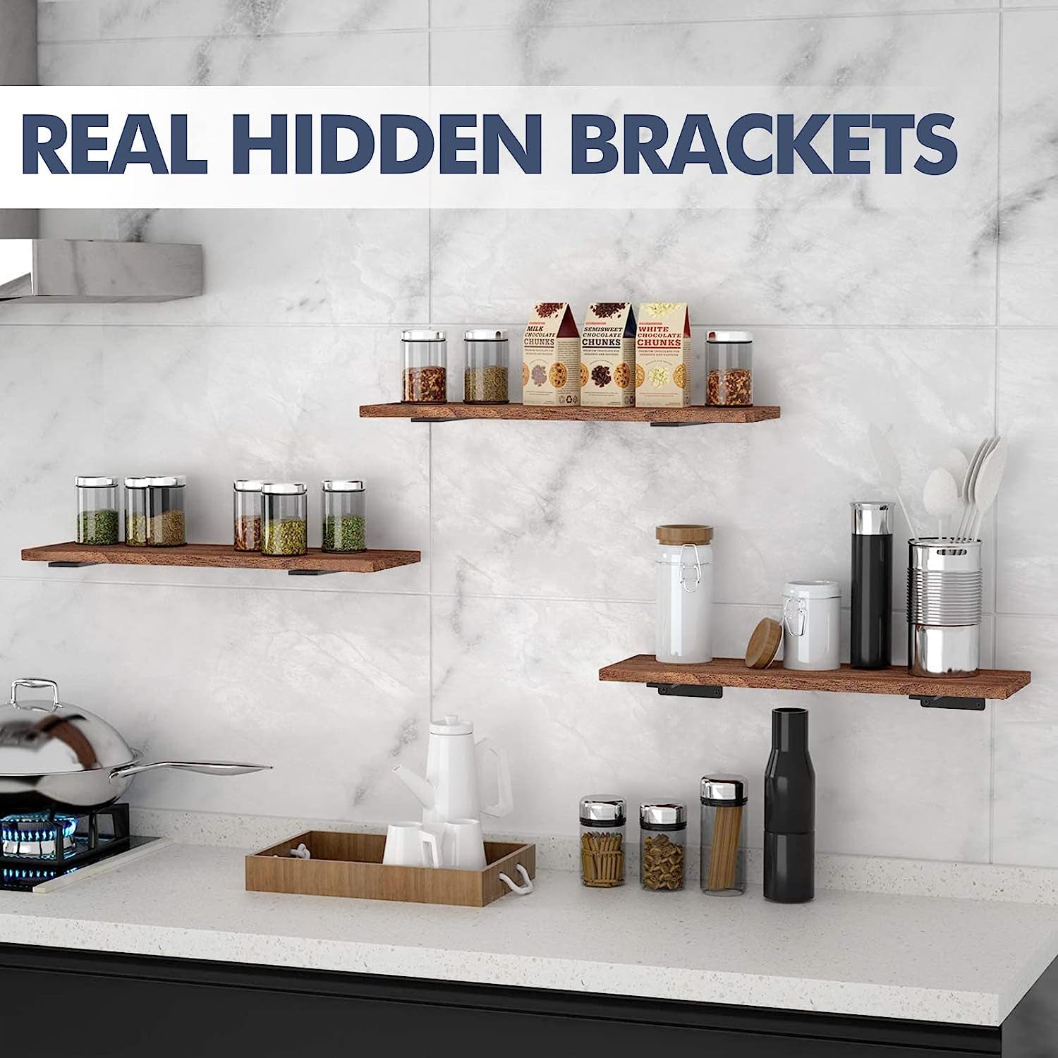 12 Pack Floating Shelf Brackets, 8 Inch Heavy Duty Industrial Shelf Bracket, Black Metal L Brackets for Shelves Support DIY(1/5 Inch Thicked)