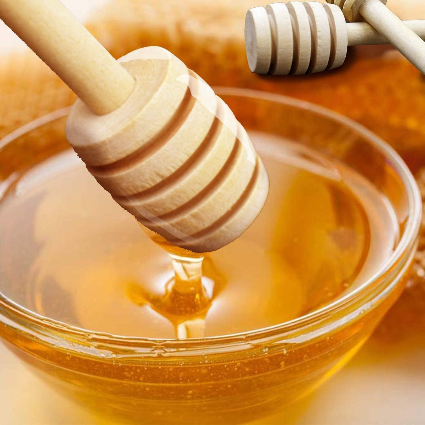 Premium Wooden Honey Dipper Stick - Perfect for Mixing and Serving Honey (1 Piece)