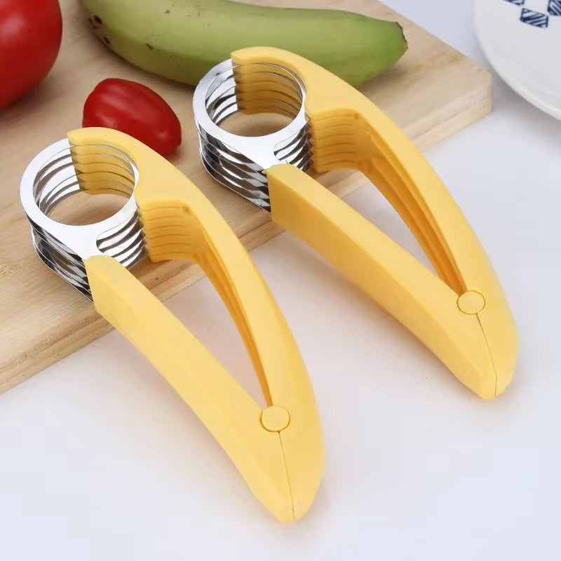 Ultimate 3-in-1 Stainless Steel Banana, Sausage, and Vegetable Slicer - Perfect Kitchen Accessory for Effortless Cutting!