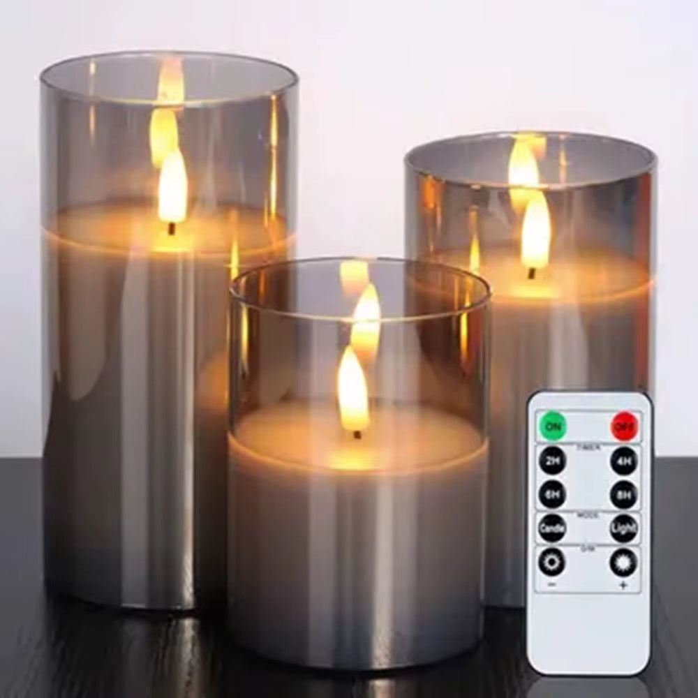 Remote Control LED Candle Set - Elegant Glass Candles with Timer for Home Decor, Christmas, and Weddings