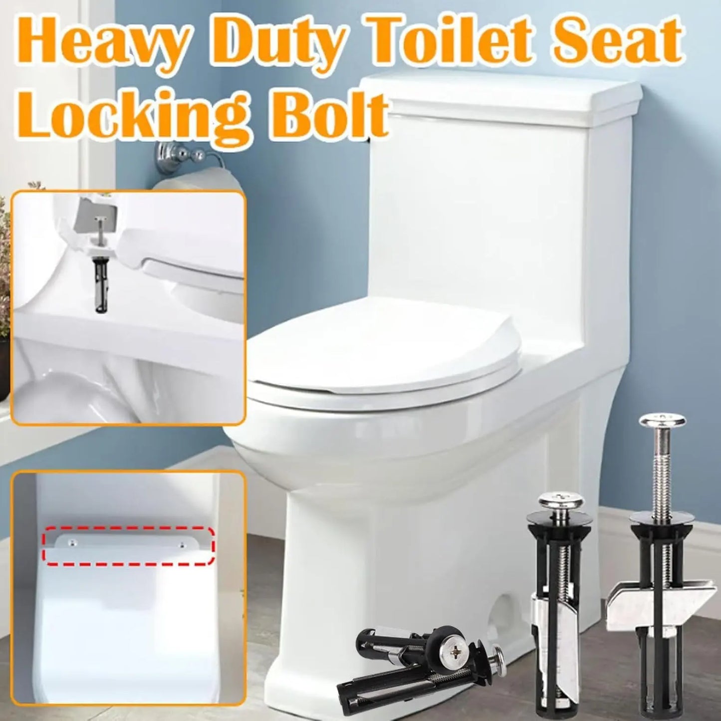 Upgrade Your Bathroom with Our Universal Toilet Seat Bolt Kit - Durable Stainless Steel Replacement Screws with Gaskets for a Secure, No-Slip Fit - Quick Release Easy Install Toilet Cover Repair Parts (2PCS)