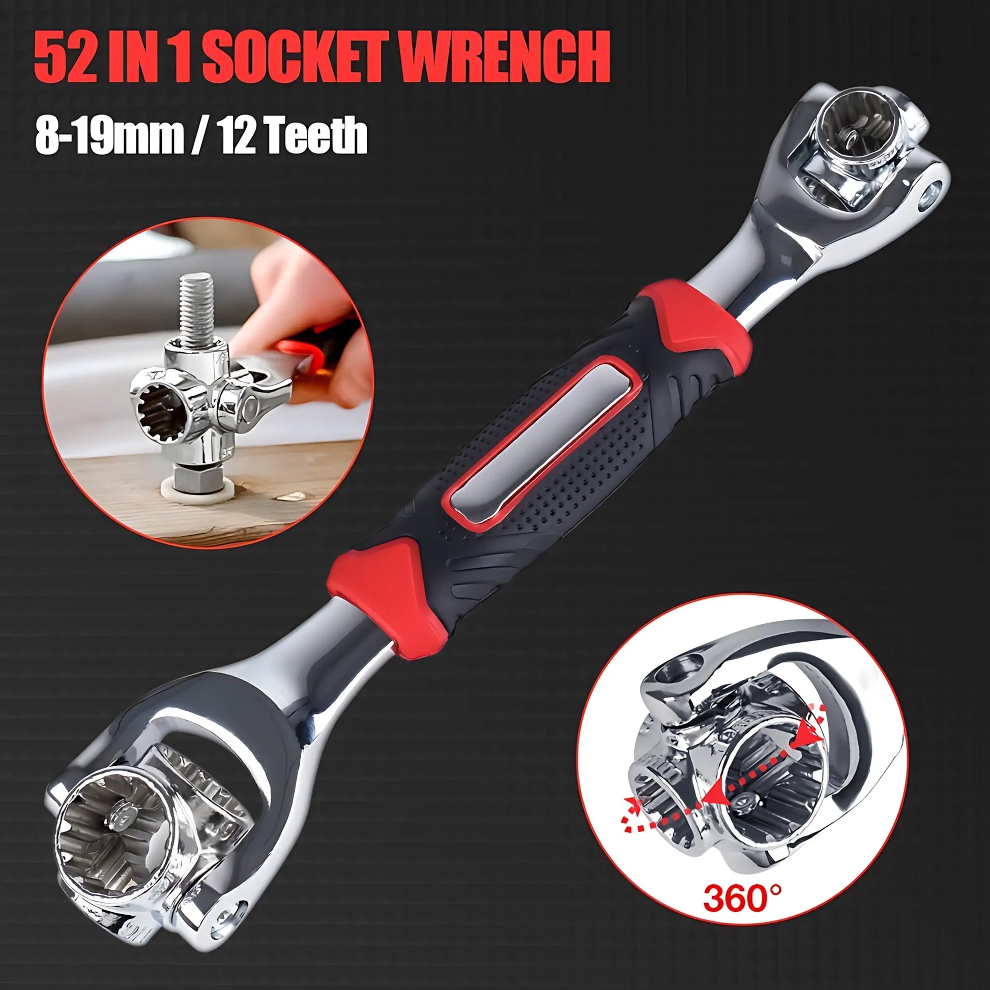 Ultimate 52-In-1 Ratchet Wrench Set - Non-Slip Grip, Swivel Head & Quick-Release Lever for Auto Repair, Home Maintenance & DIY Projects