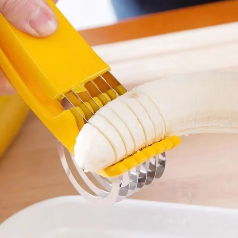Ultimate 3-in-1 Stainless Steel Banana, Sausage, and Vegetable Slicer - Perfect Kitchen Accessory for Effortless Cutting!