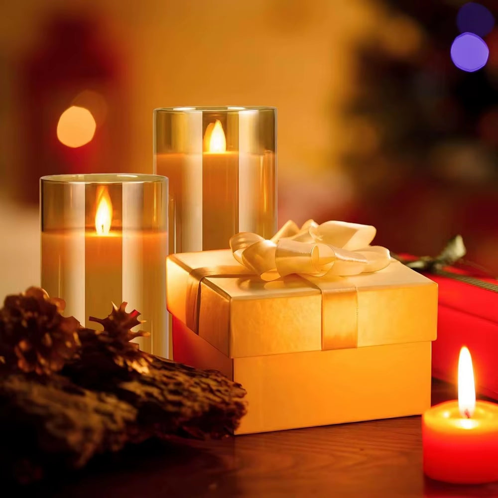 Remote Control LED Candle Set - Elegant Glass Candles with Timer for Home Decor, Christmas, and Weddings
