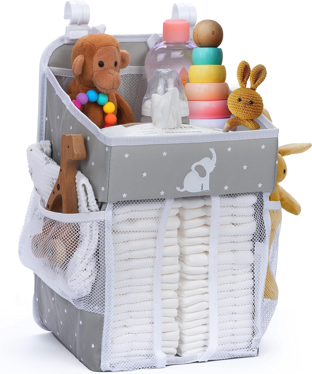 Stylish Hanging Changing Table Organizer - Multi-Compartment Nursery Storage Solution - Grey 43x23x23 cm