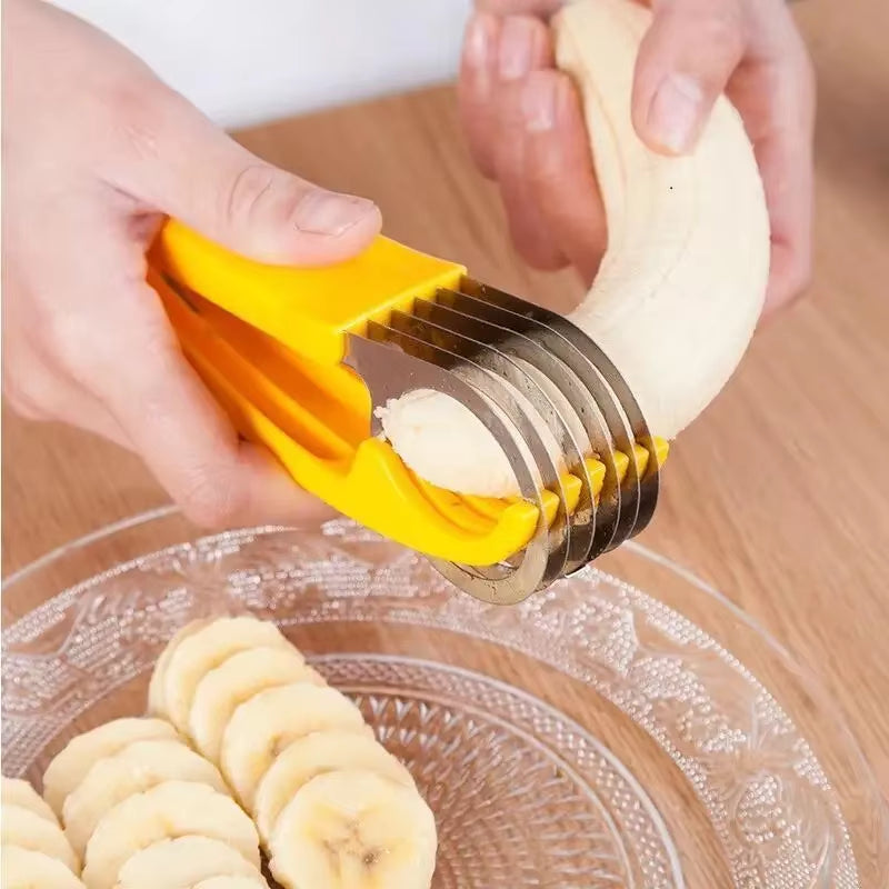 Ultimate 3-in-1 Stainless Steel Banana, Sausage, and Vegetable Slicer - Perfect Kitchen Accessory for Effortless Cutting!