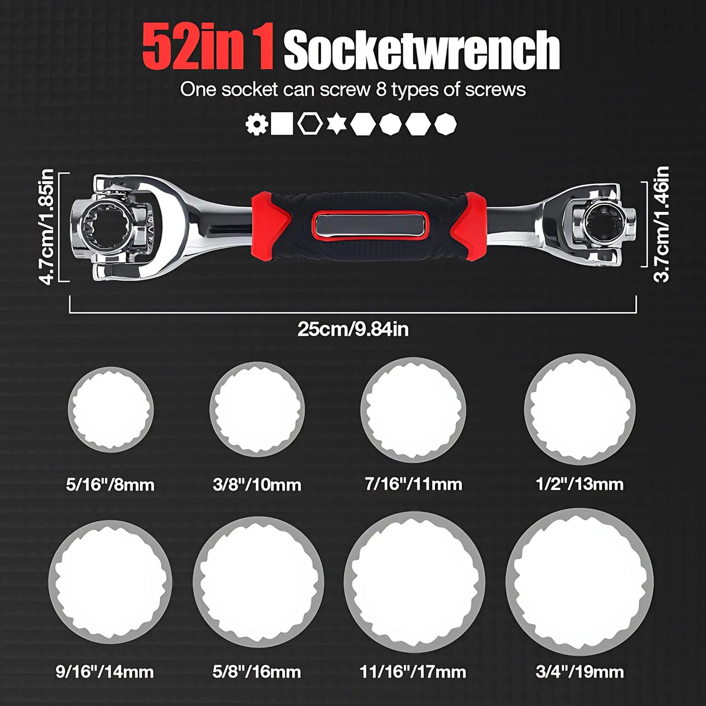 Ultimate 52-In-1 Ratchet Wrench Set - Non-Slip Grip, Swivel Head & Quick-Release Lever for Auto Repair, Home Maintenance & DIY Projects