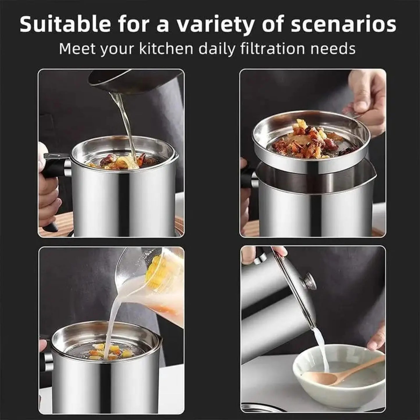 Elevate Your Cooking with Our Stylish Stainless Steel Oil Dispenser - Includes Tray & Lid for Easy Storage and Filtration