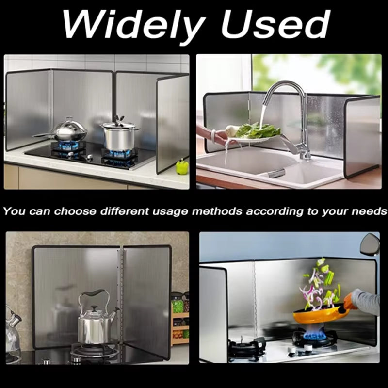 Foldable Stainless Steel Oil Splatter Guard - Nonstick Frying Screen for Mess-Free Cooking