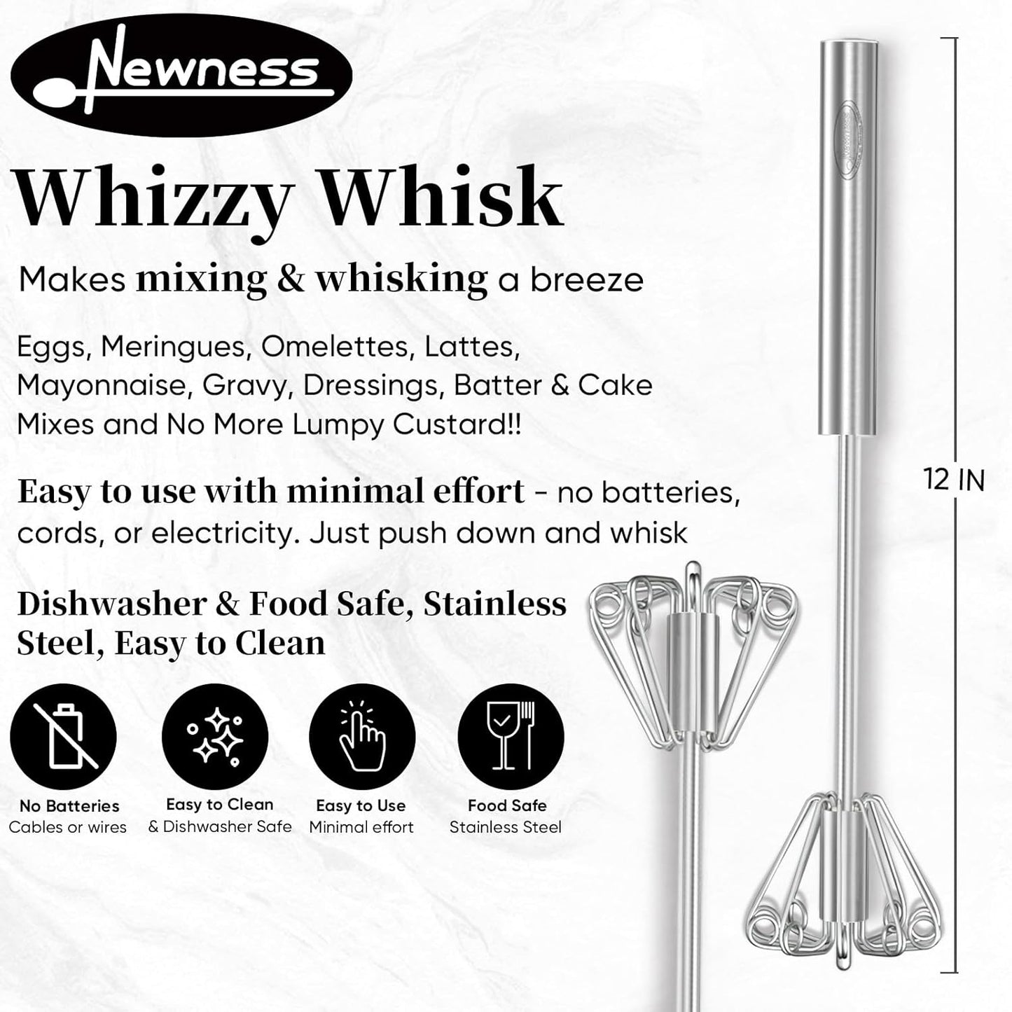 Stainless Steel Semi-Automatic Egg Whisk - Versatile Kitchen Tool for Blending, Whisking, Beating & Frothing