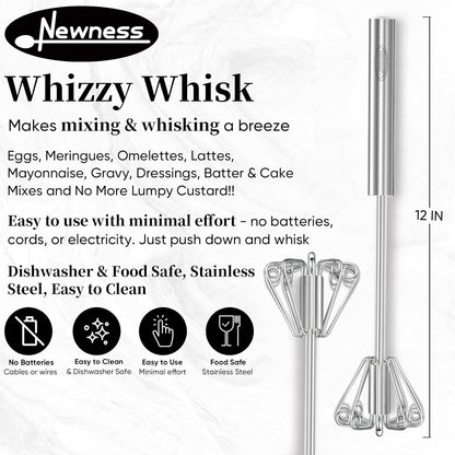 Stainless Steel Semi-Automatic Egg Whisk - Versatile Kitchen Tool for Blending, Whisking, Beating & Frothing