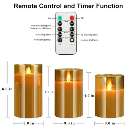 Remote Control LED Candle Set - Elegant Glass Candles with Timer for Home Decor, Christmas, and Weddings