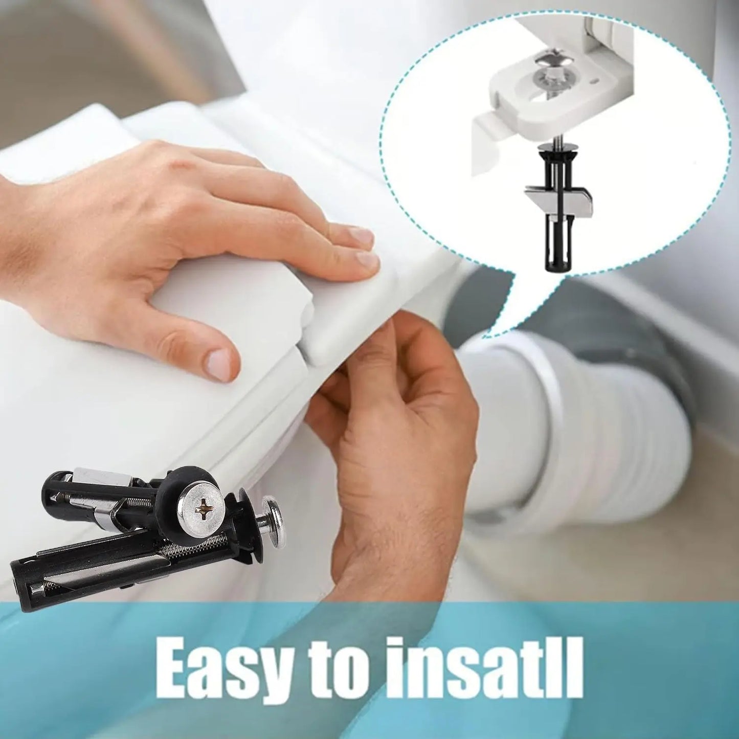 Upgrade Your Bathroom with Our Universal Toilet Seat Bolt Kit - Durable Stainless Steel Replacement Screws with Gaskets for a Secure, No-Slip Fit - Quick Release Easy Install Toilet Cover Repair Parts (2PCS)
