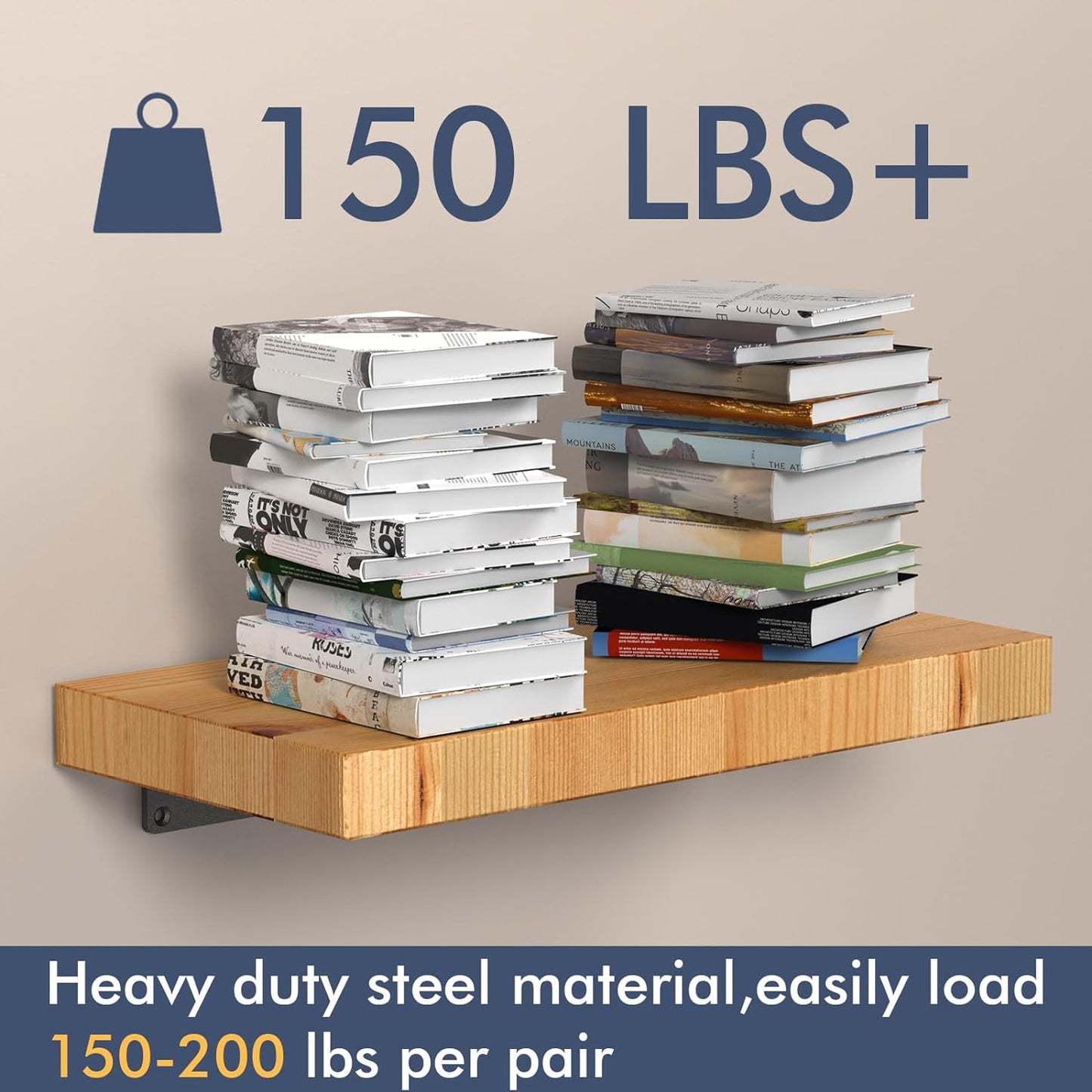 12 Pack Floating Shelf Brackets, 8 Inch Heavy Duty Industrial Shelf Bracket, Black Metal L Brackets for Shelves Support DIY(1/5 Inch Thicked)