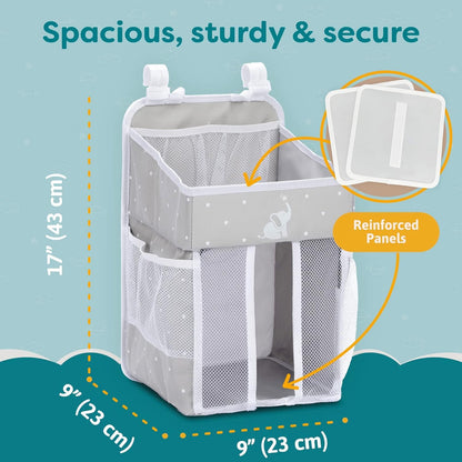 Stylish Hanging Changing Table Organizer - Multi-Compartment Nursery Storage Solution - Grey 43x23x23 cm