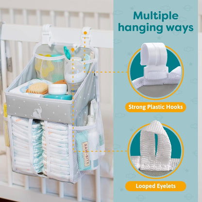 Stylish Hanging Changing Table Organizer - Multi-Compartment Nursery Storage Solution - Grey 43x23x23 cm