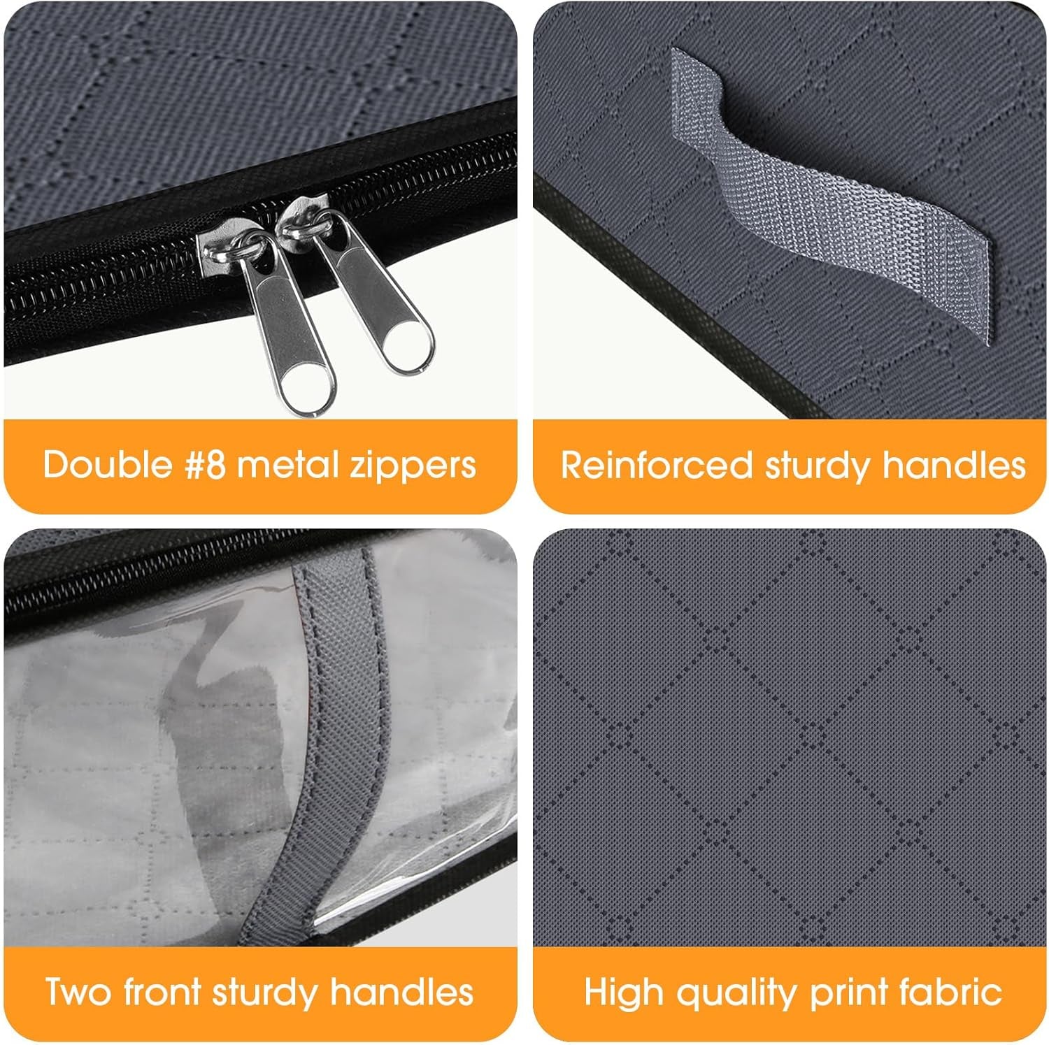 Foldable Blanket & Comforter Storage Bags, under Bed Organizer Containers for Clothing, Bedroom, Closet & Dorm, 2-Pack Grey