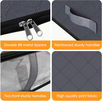 Foldable Blanket & Comforter Storage Bags, under Bed Organizer Containers for Clothing, Bedroom, Closet & Dorm, 2-Pack Grey