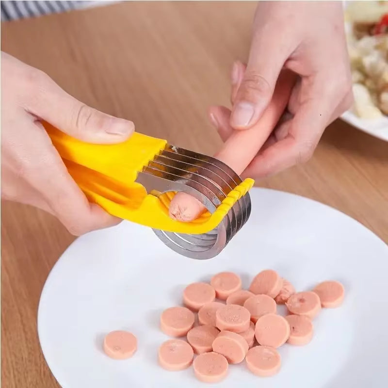 Ultimate 3-in-1 Stainless Steel Banana, Sausage, and Vegetable Slicer - Perfect Kitchen Accessory for Effortless Cutting!