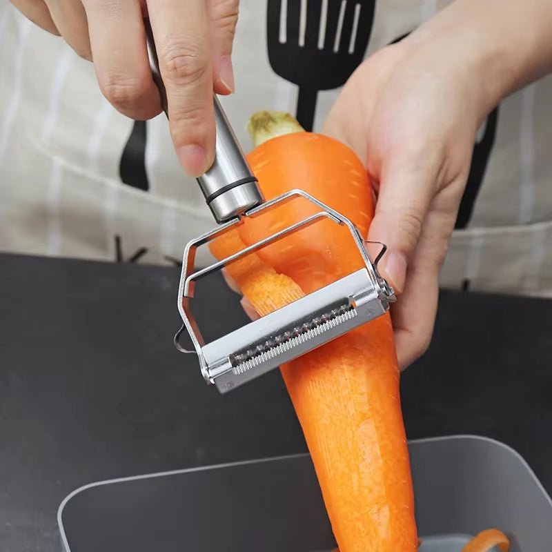 Versatile Stainless Steel Kitchen Peeler & Grater - Perfect for Fruits, Vegetables, Potatoes, and More!