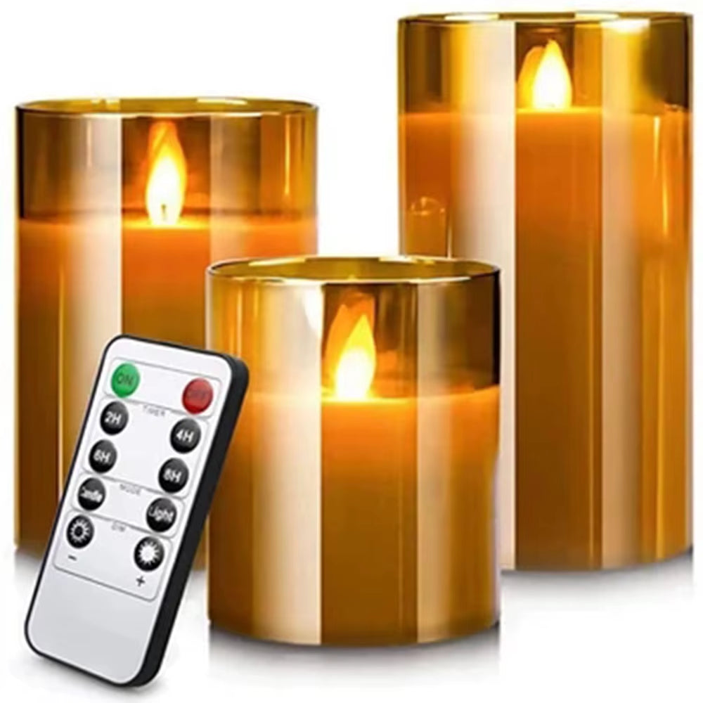 Remote Control LED Candle Set - Elegant Glass Candles with Timer for Home Decor, Christmas, and Weddings