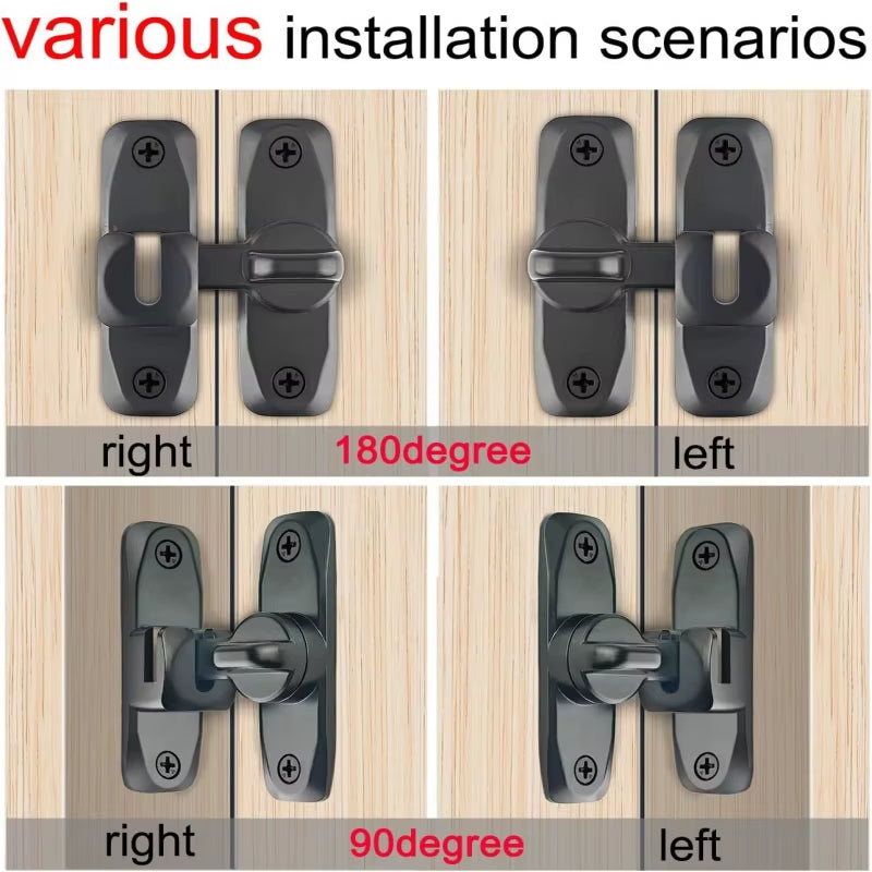 Premium Zinc Alloy 90/180 Degree Flip Door Lock - Secure Your Home with Anti-Theft Sliding Door Latch & Gate Hardware