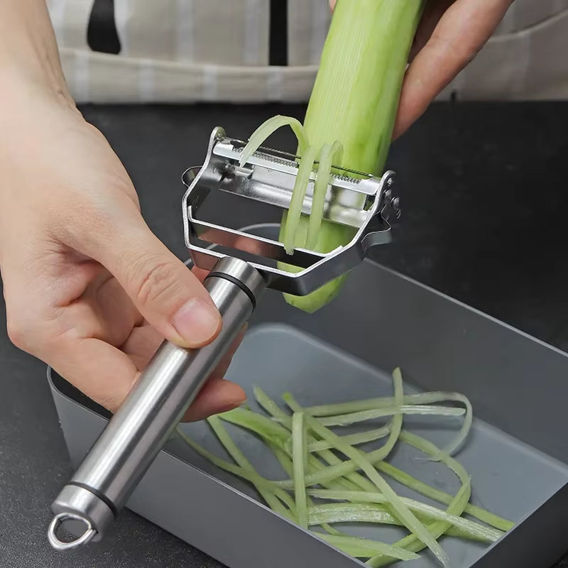 Versatile Stainless Steel Kitchen Peeler & Grater - Perfect for Fruits, Vegetables, Potatoes, and More!