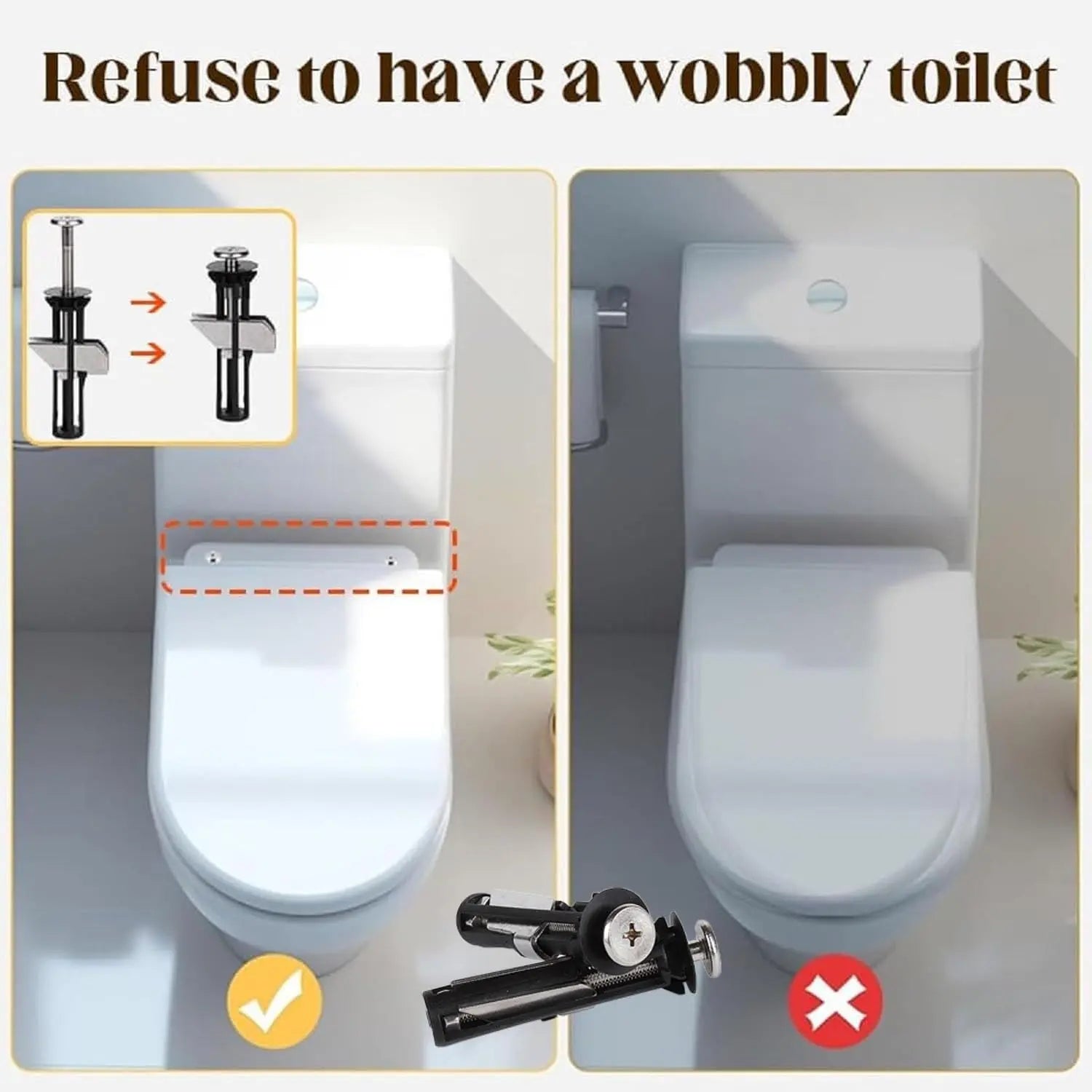 Upgrade Your Bathroom with Our Universal Toilet Seat Bolt Kit - Durable Stainless Steel Replacement Screws with Gaskets for a Secure, No-Slip Fit - Quick Release Easy Install Toilet Cover Repair Parts (2PCS)