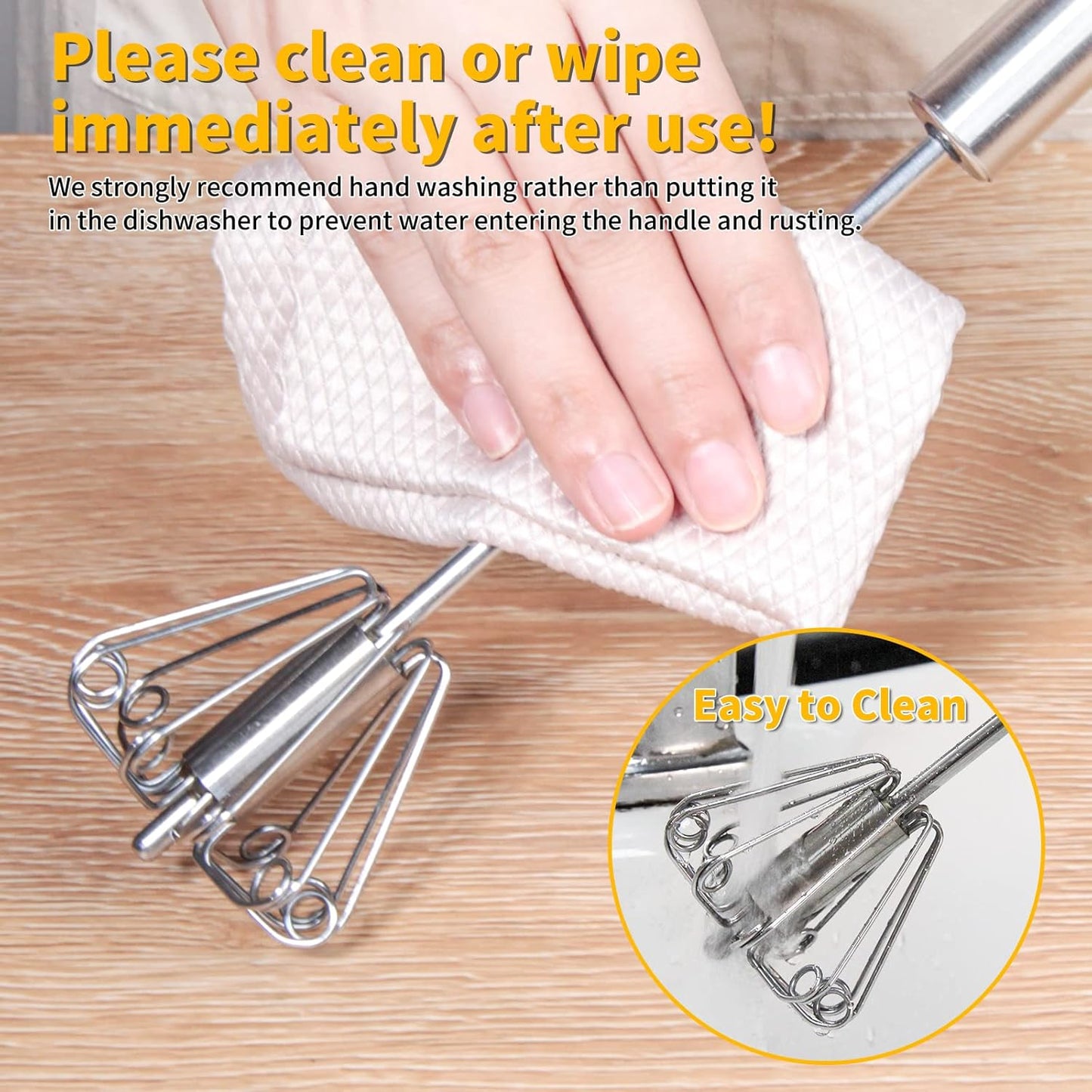 Stainless Steel Semi-Automatic Egg Whisk - Versatile Kitchen Tool for Blending, Whisking, Beating & Frothing