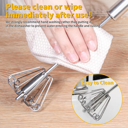 Stainless Steel Semi-Automatic Egg Whisk - Versatile Kitchen Tool for Blending, Whisking, Beating & Frothing